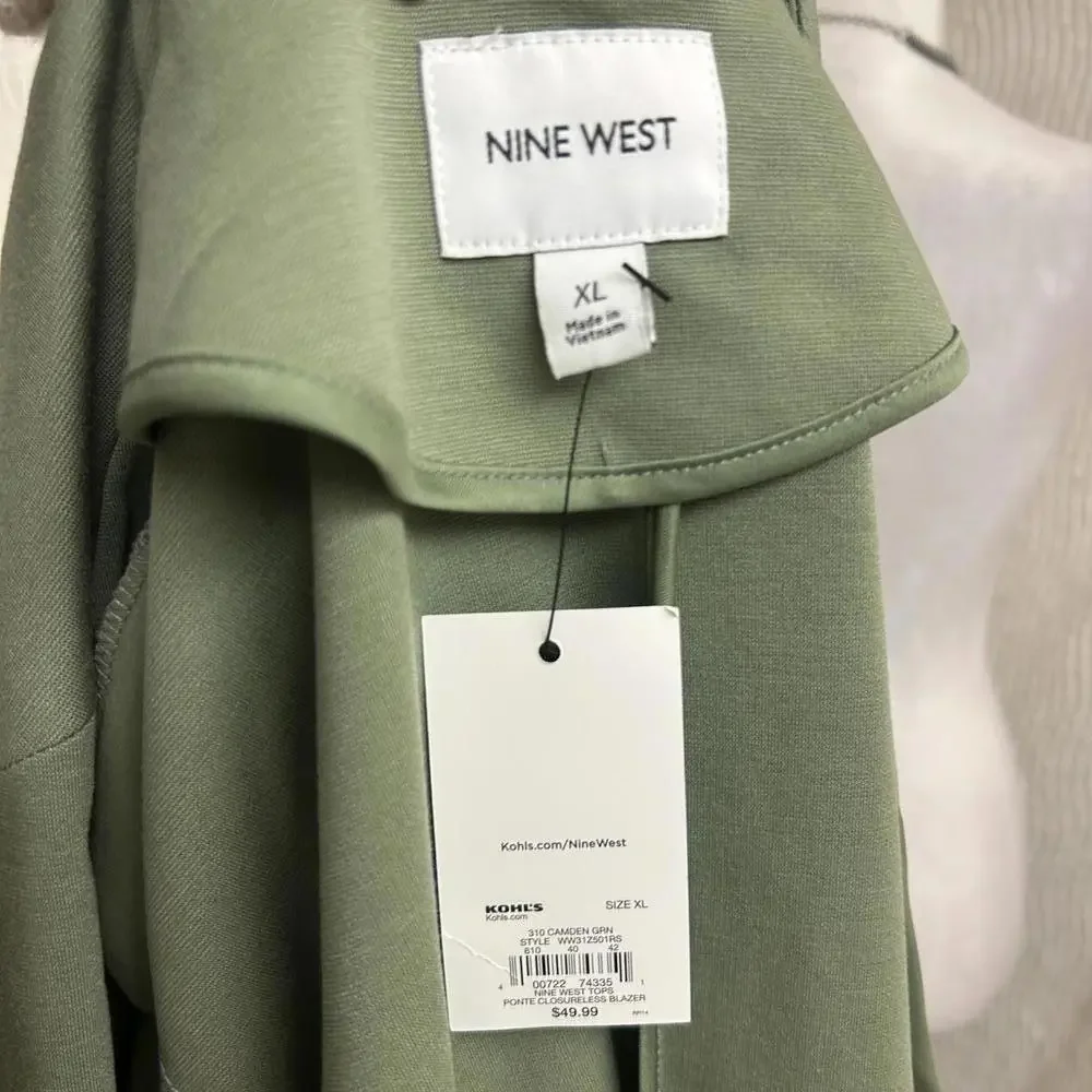 Nine West Green Blazer Women’s XL NWT Modern Chic Layering Jacket Workwear - Picture 3 of 7